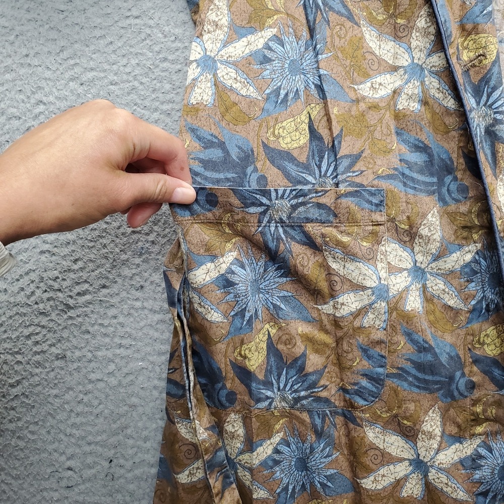 Peruvian Connection Robe Womens Large Multi Floral Pipe Trim Drawstring Waist - Picture 9 of 9